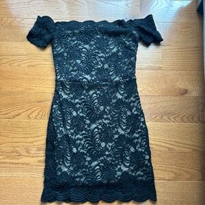 Bebe Black and cream lace dress